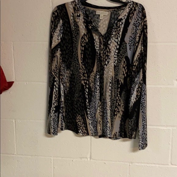 Dana Buchman Tops - Dana Buchman LS print shirt blk/grey/tan VGC Lg